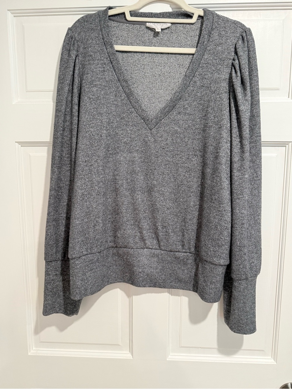 Brea Canton Heather Gray V-Neck Long Sleeve Sweater
